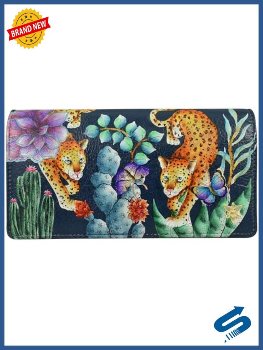 Hand-Painted Genuine Leather RFID Blocking Accordion Flap Wallet